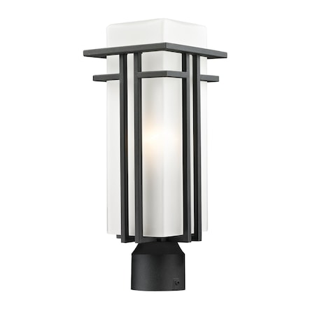 Z-Lite Abbey Outdoor Post Light, Black & Matte Opal 549PHM-BK-R